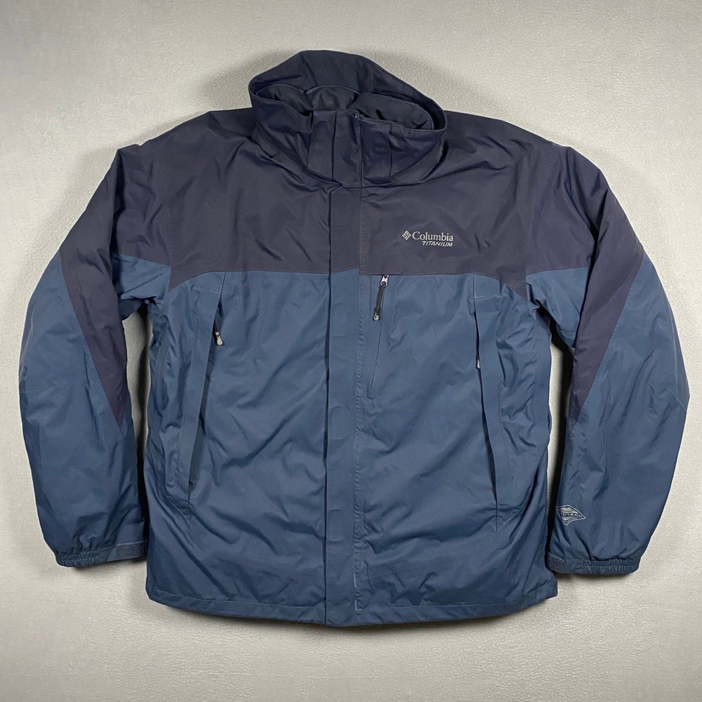 Columbia Titanium Interchange Jacket Mens XL Blue Omni-Tech Waterproof WM7098
